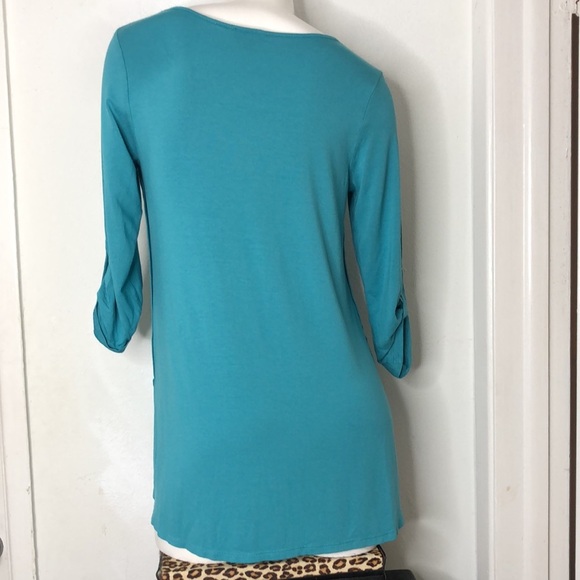 J. Jill Wearever Collection Roll Tab Sleeve Scoop Neck Knit Tunic Top S Petite - Picture 7 of 10